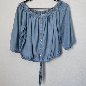 River Island Off the Shoulder Tie Front 3/4 Sleeve Top size 8